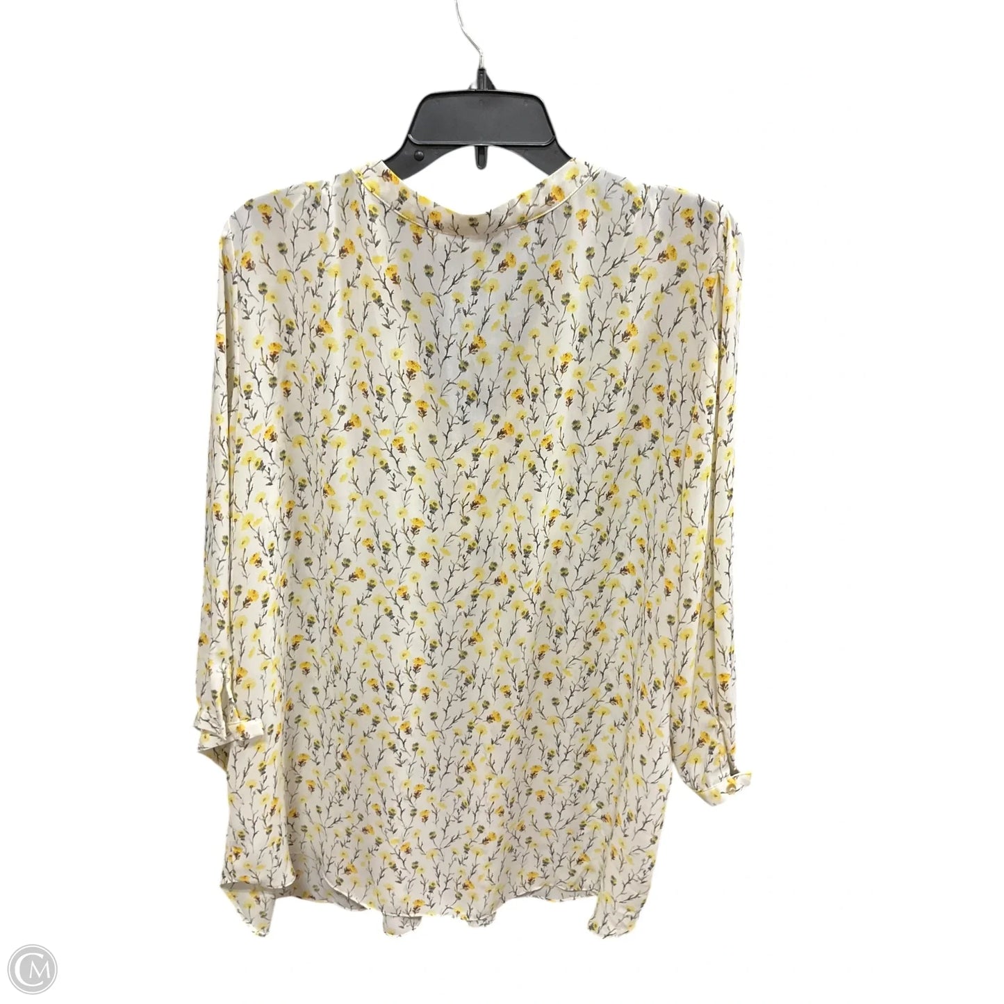 Top 3/4 Sleeve By Rose And Olive In White & Yellow, Size: 2x