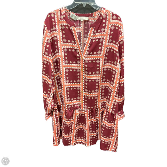 Dress Casual Midi By Loft In Orange & Red, Size: Xl