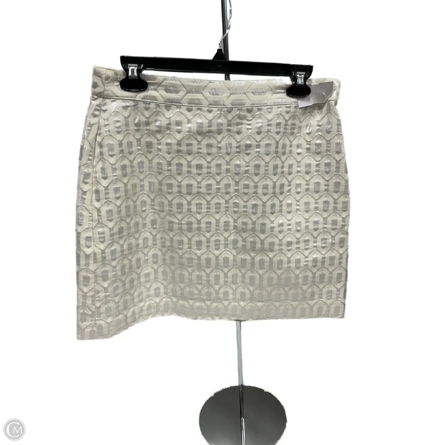 Skirt Midi By Banana Republic In Cream & Silver, Size: 8