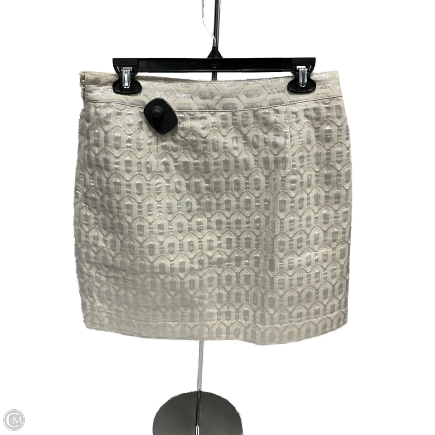 Skirt Midi By Banana Republic In Cream & Silver, Size: 8