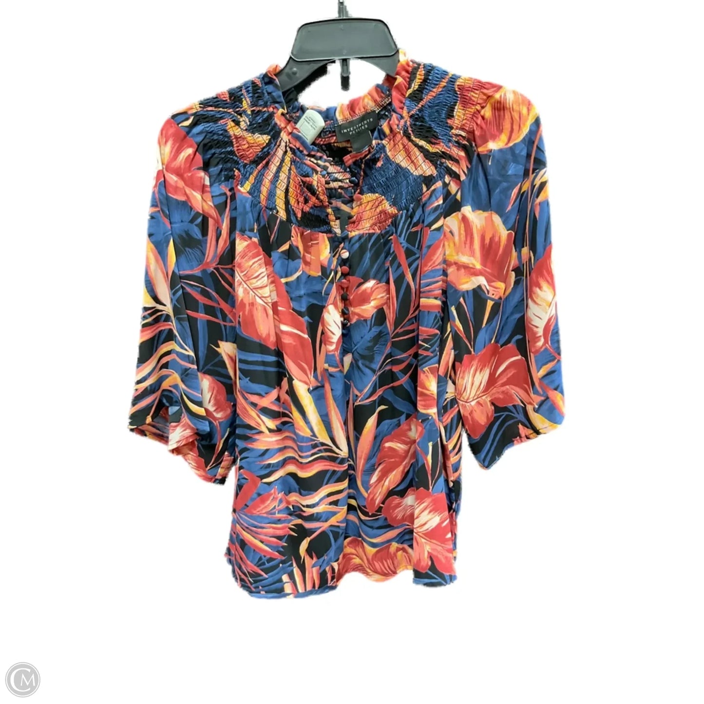 Top Long Sleeve By Investments In Blue & Red, Size: L