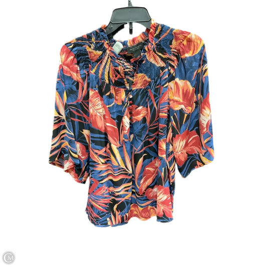 Top Long Sleeve By Investments In Blue & Red, Size: L