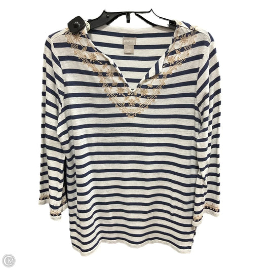 Top Long Sleeve By Chicos In Striped Pattern, Size: M