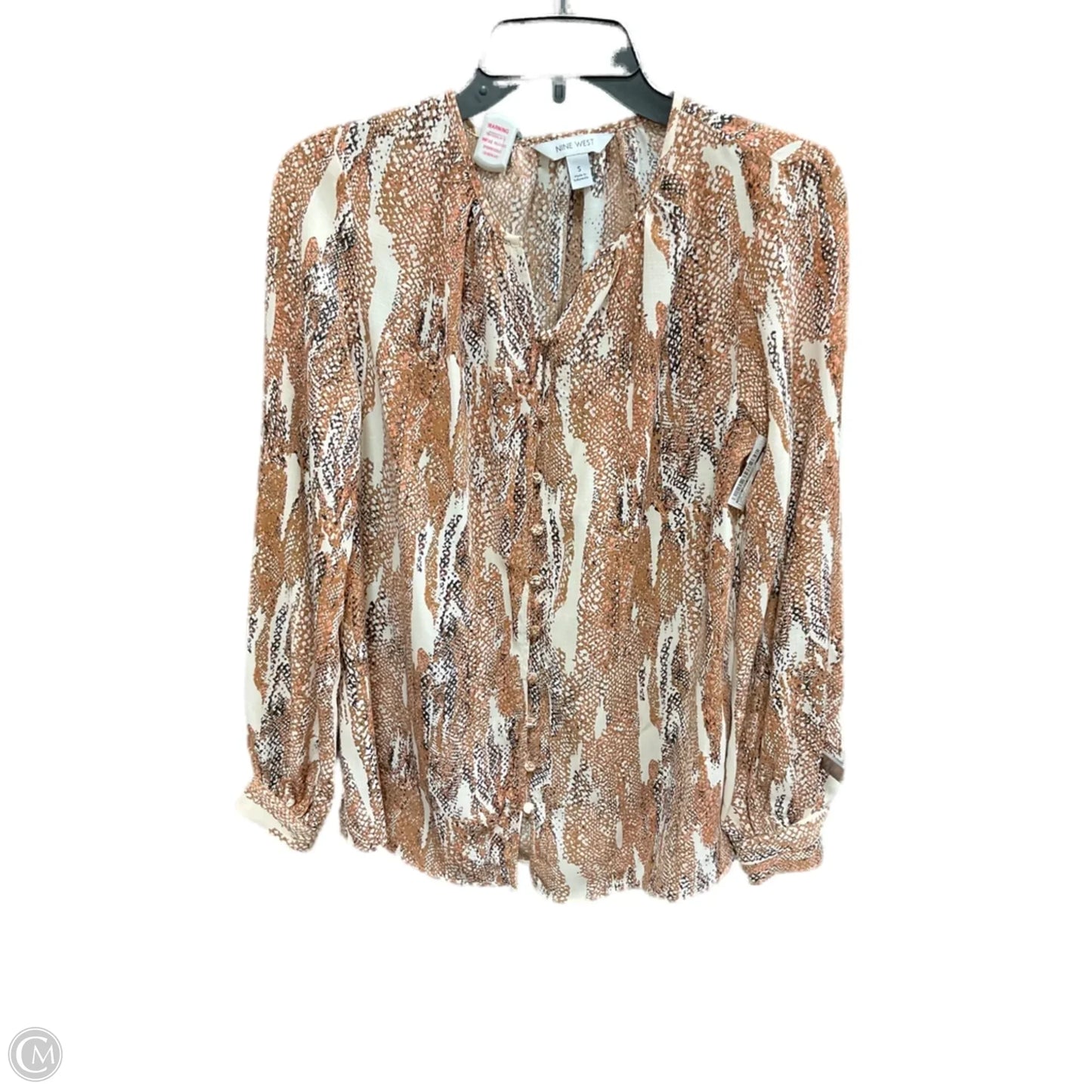 Top Long Sleeve By Nine West Apparel In Orange & Pink, Size: S