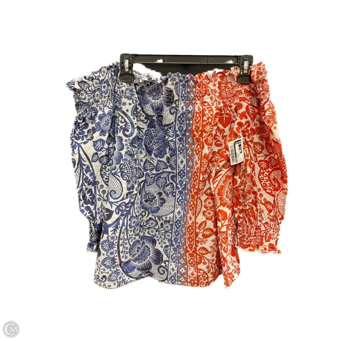 Top 3/4 Sleeve By Chicos In Blue & Red, Size: L