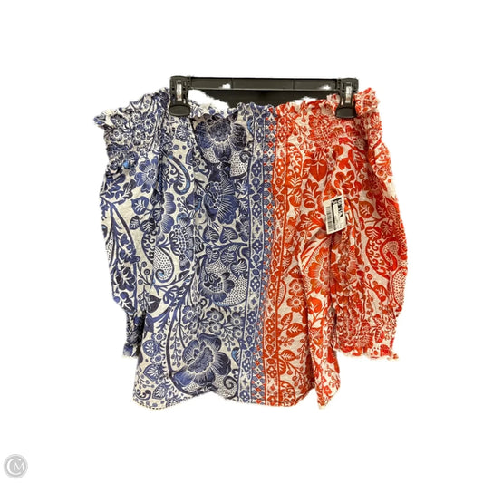 Top 3/4 Sleeve By Chicos In Blue & Red, Size: L