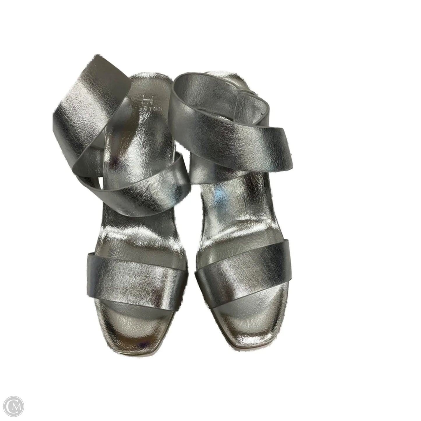 Sandals Heels Platform By H For Halston In Silver, Size: 9.5