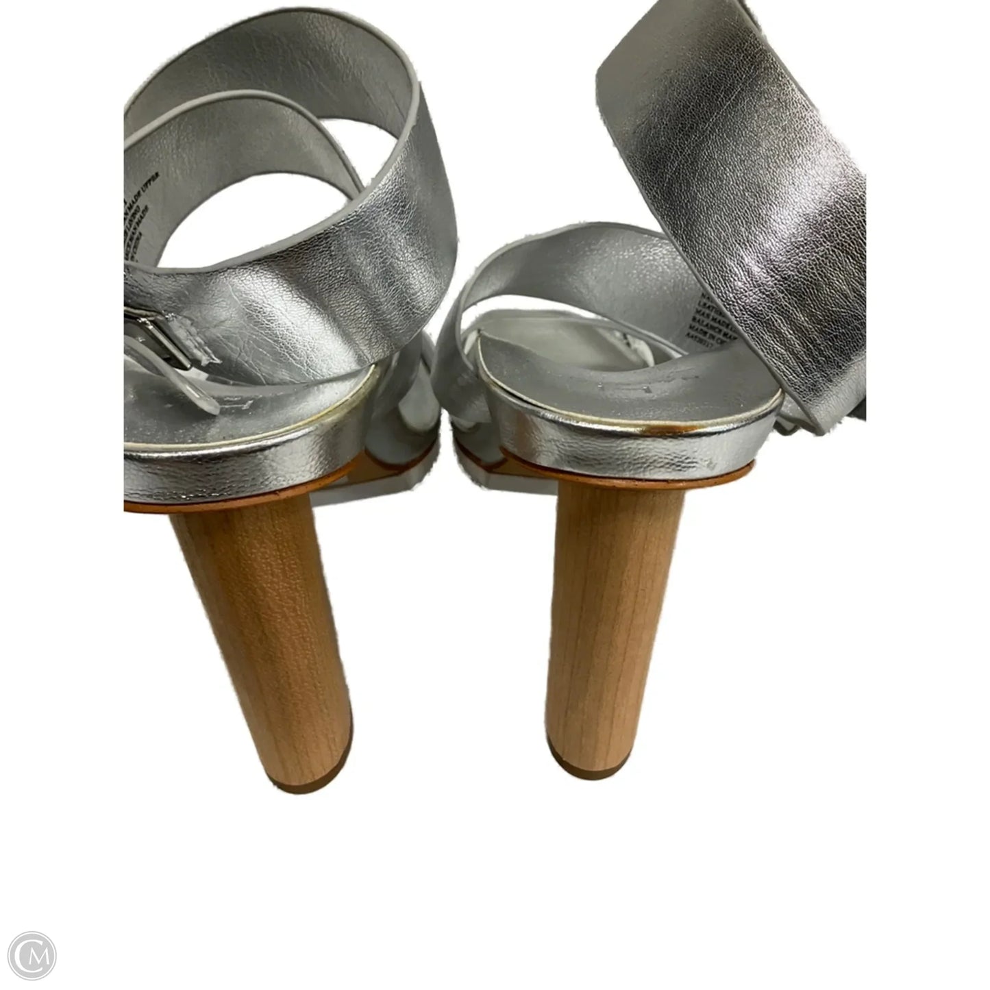 Sandals Heels Platform By H For Halston In Silver, Size: 9.5