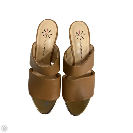 Sandals Heels Block By Isaac Mizrahi Live Qvc In Tan, Size: 9.5