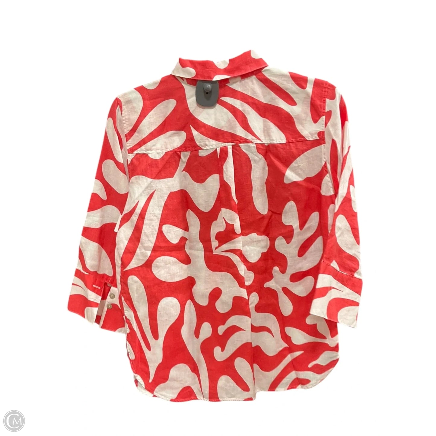 Blouse Long Sleeve By Chicos In Pink & White, Size: 4