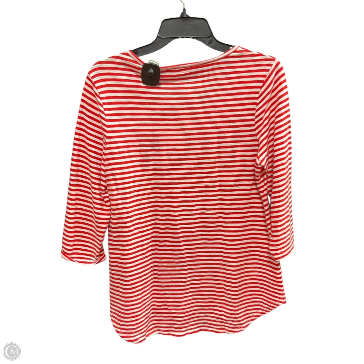Top Long Sleeve By Chicos In Red & White, Size: S