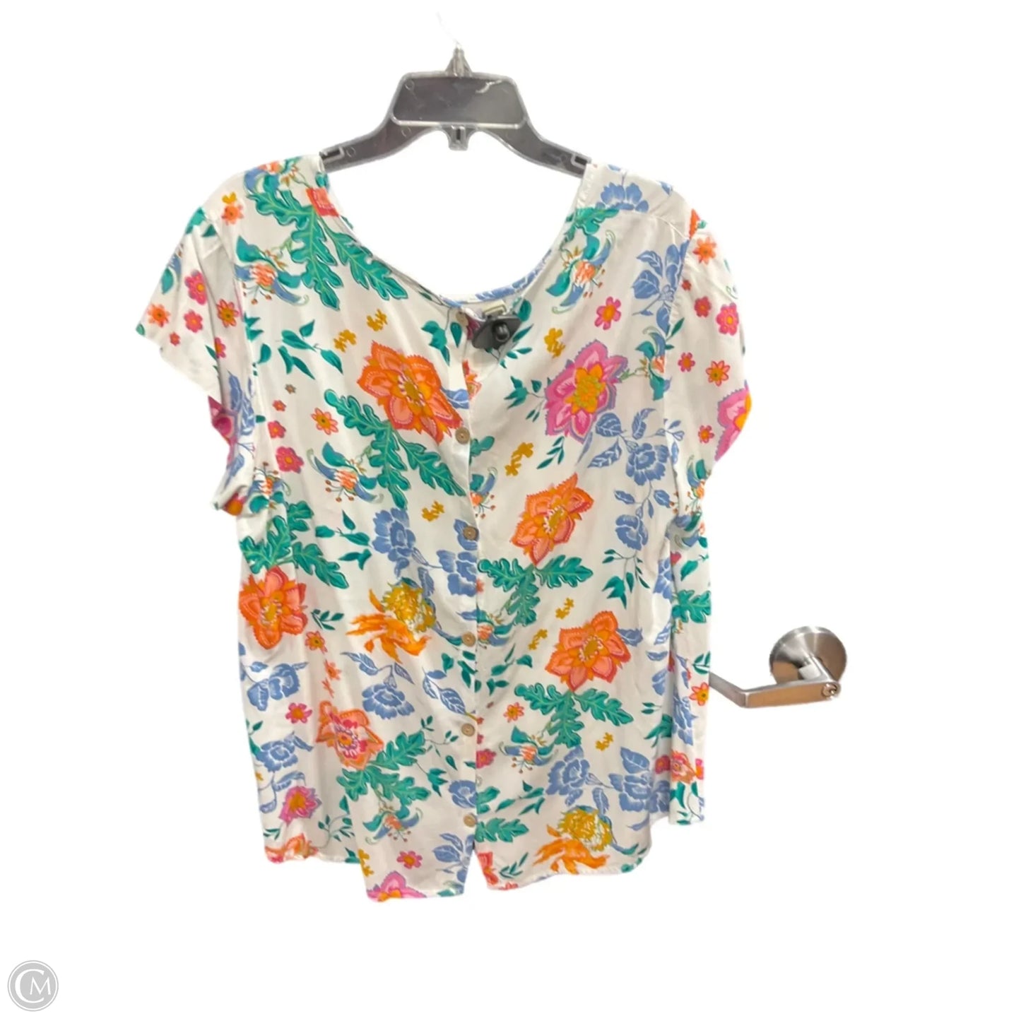 Top Short Sleeve By Rachel Zoe In Floral Print, Size: 1x