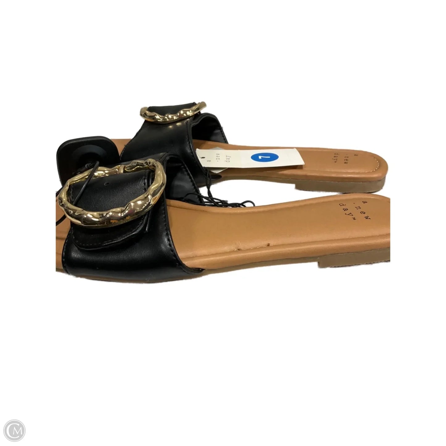 Sandals Flats By A New Day In Black & Gold, Size: 7