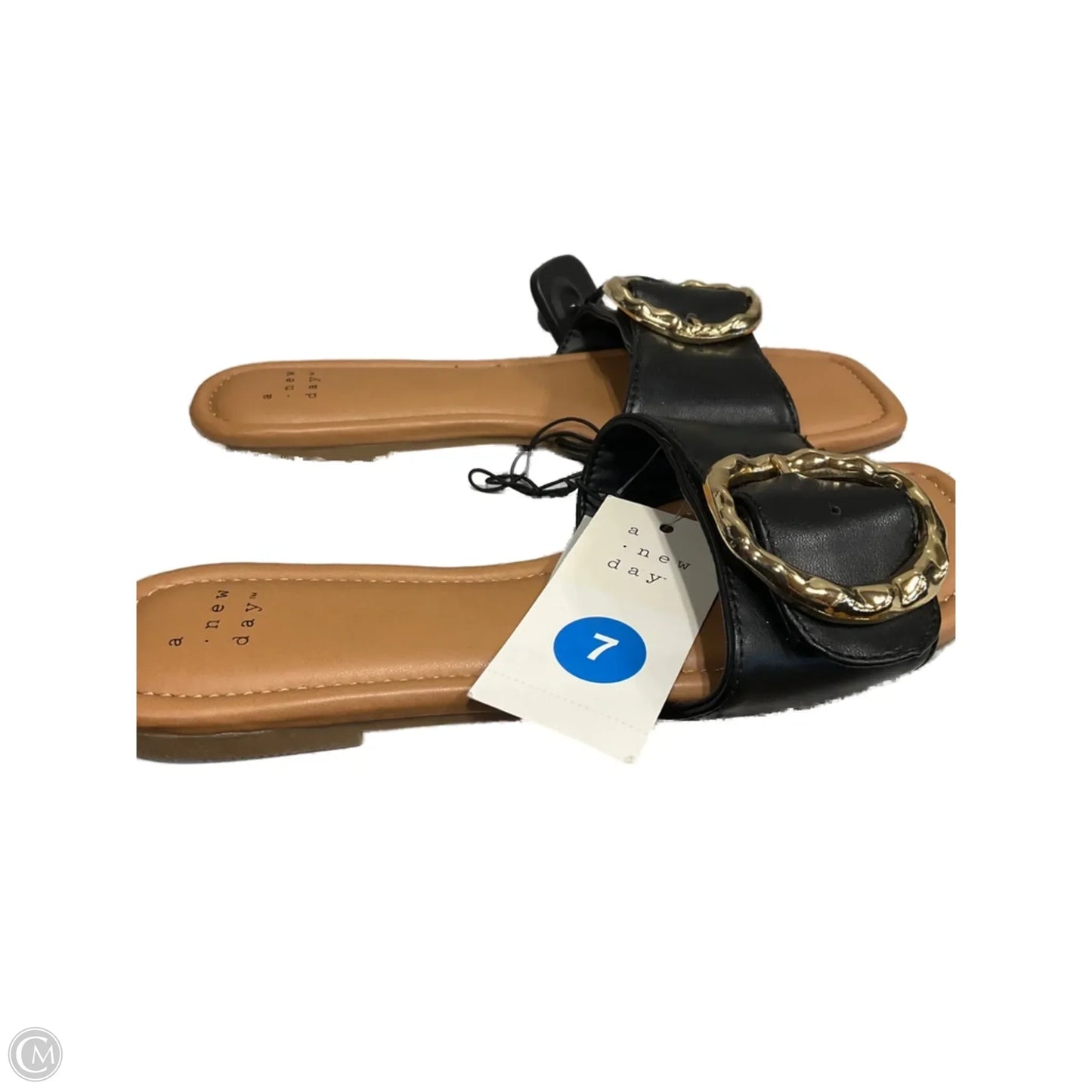 Sandals Flats By A New Day In Black & Gold, Size: 7