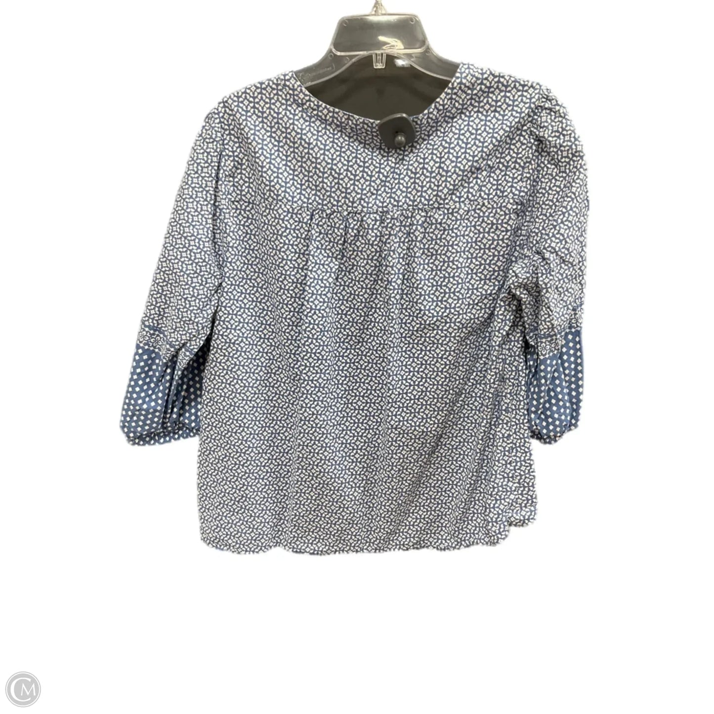 Top 3/4 Sleeve By Croft And Barrow In Blue & White, Size: L