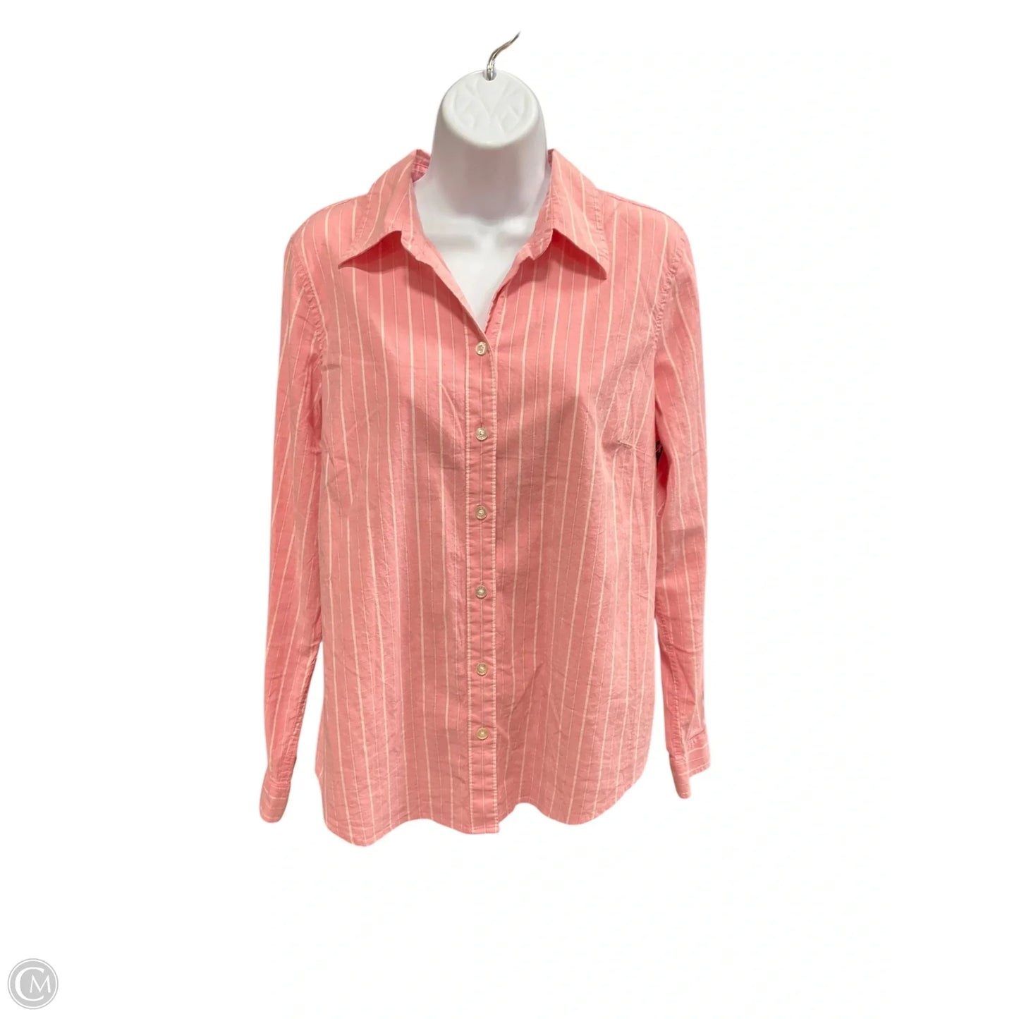 Blouse Long Sleeve By Izod In Pink, Size: L