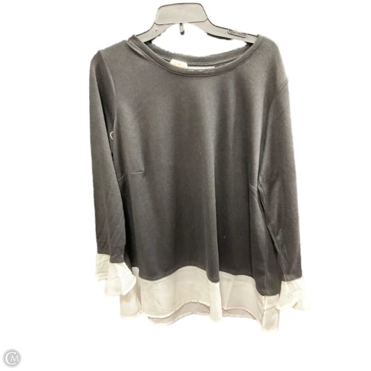 Top Long Sleeve By Avenue In Black & Cream, Size: 18