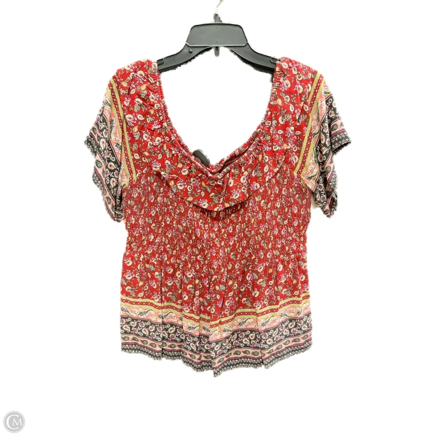 Top Short Sleeve By Maurices In Purple & Red, Size: 1x