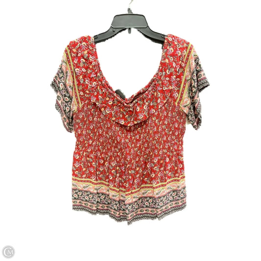 Top Short Sleeve By Maurices In Purple & Red, Size: 1x