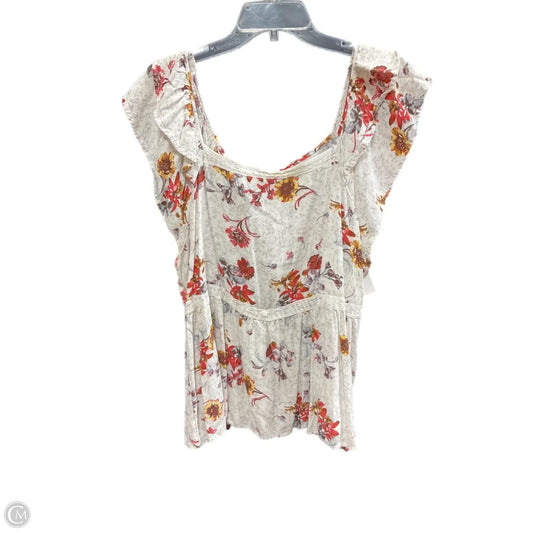 Top Short Sleeve By Maurices In Grey & Pink, Size: 1x