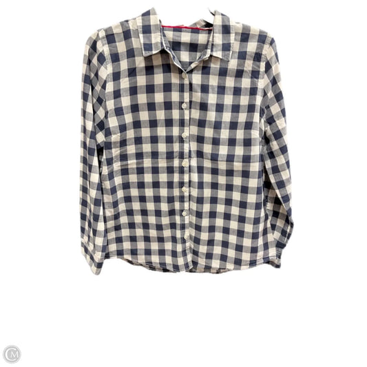 Blouse Long Sleeve By Crown And Ivy In Blue & White, Size: L