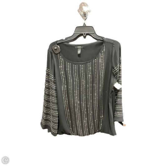 Top 3/4 Sleeve By Alfani In Black & Silver, Size: 14