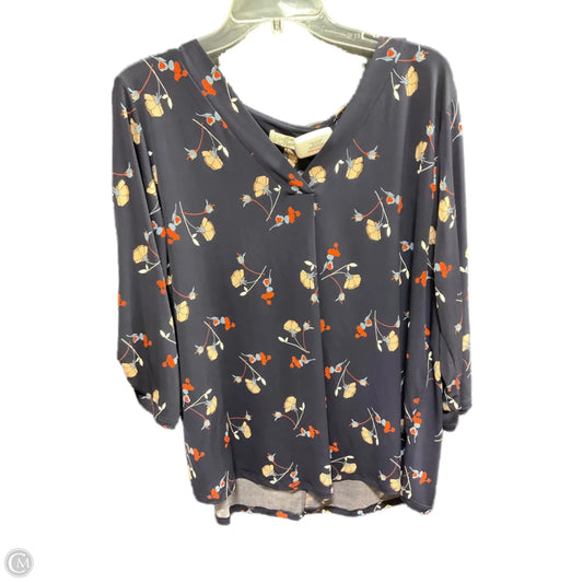 Top 3/4 Sleeve By Clothes Mentor In Blue & Orange, Size: 2x