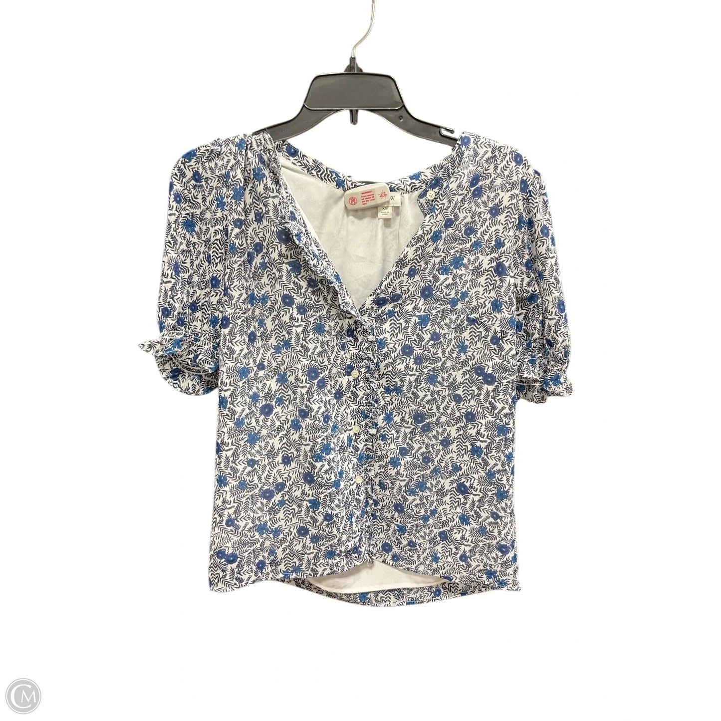 Top Short Sleeve By J. Crew In Blue & White, Size: Xs