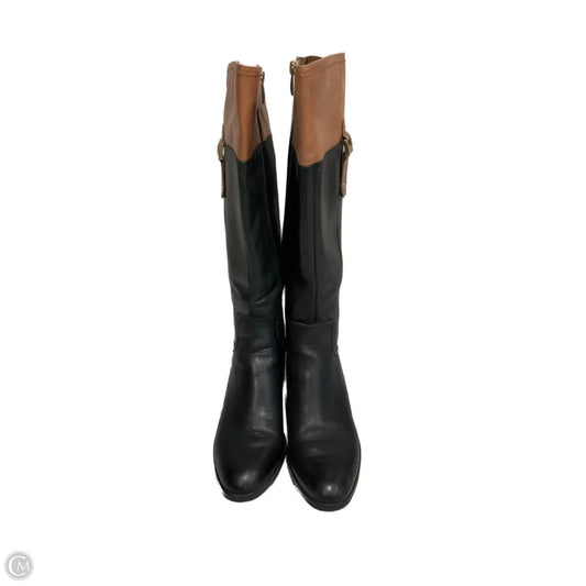 Boots Knee Heels By Franco Sarto In Black & Brown, Size: 10