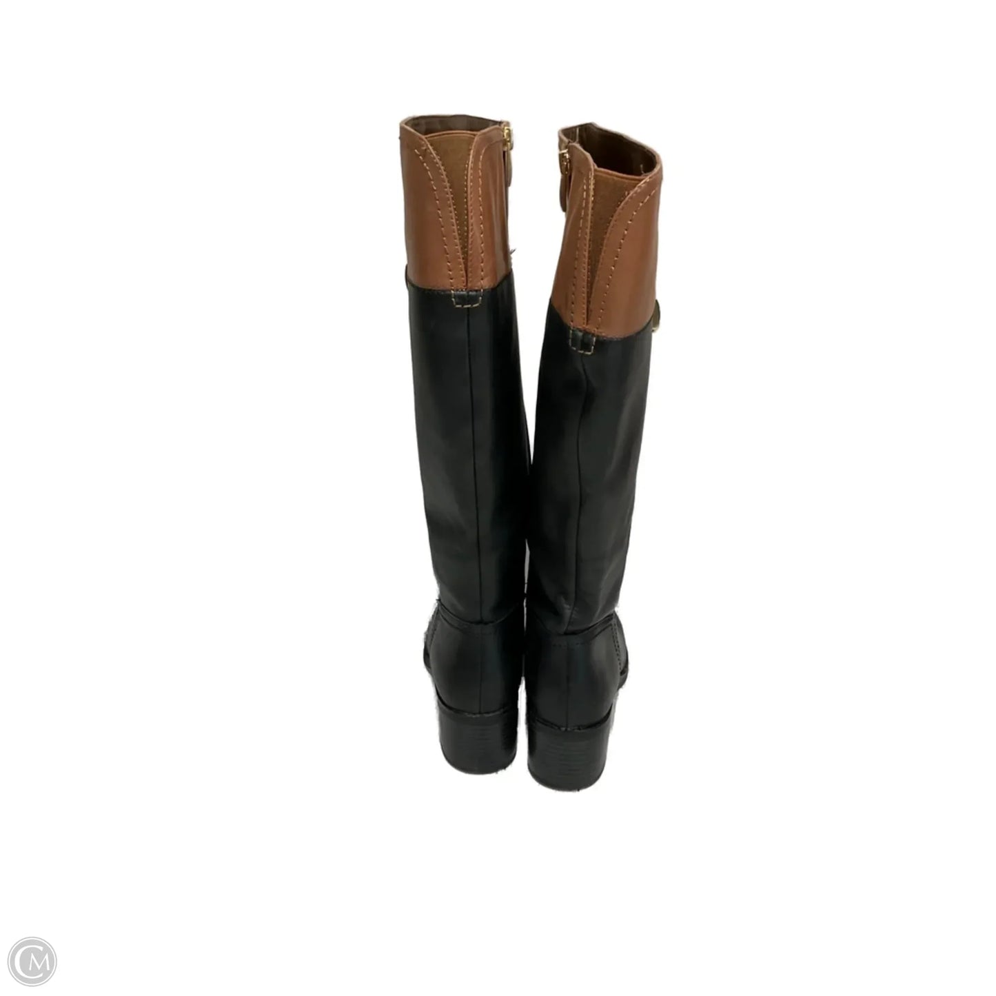 Boots Knee Heels By Franco Sarto In Black & Brown, Size: 10