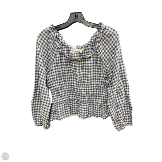 Top Long Sleeve By Madewell In Blue & Cream, Size: S