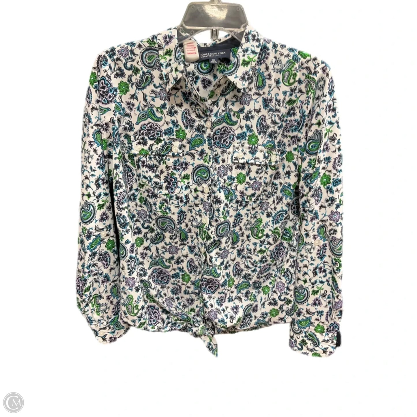 Blouse Long Sleeve By Jones New York In Blue & Green, Size: M