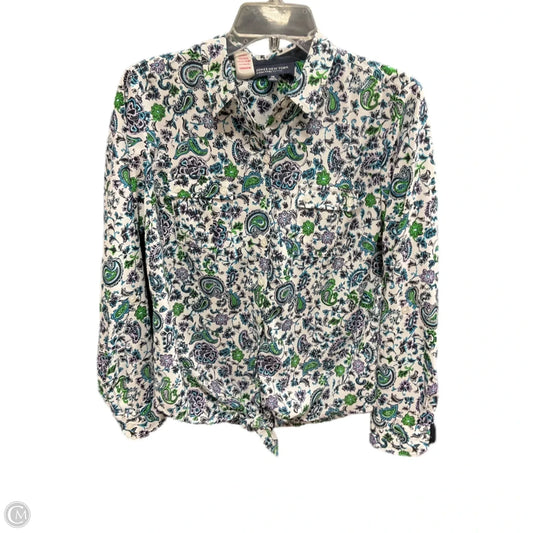 Blouse Long Sleeve By Jones New York In Blue & Green, Size: M