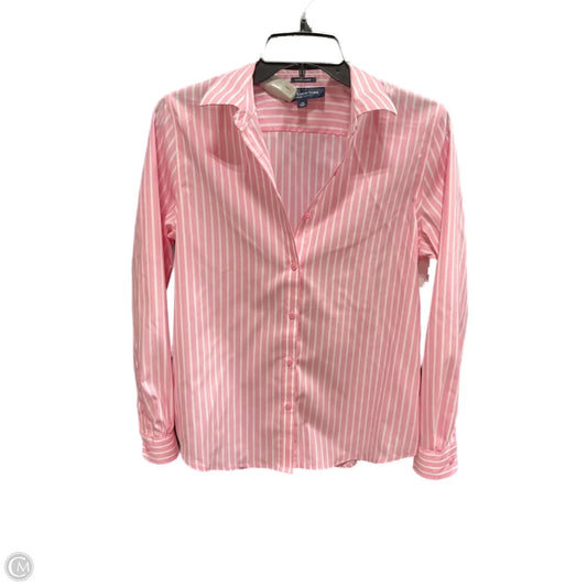 Blouse Long Sleeve By Jones New York In Pink & White, Size: M