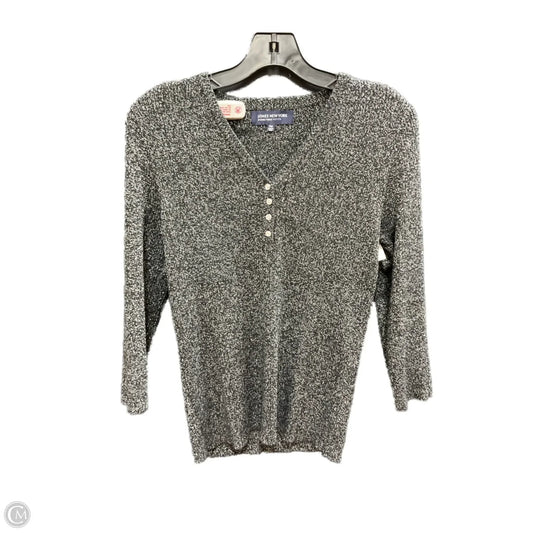 Top Long Sleeve By Jones New York In Black & Silver, Size: M