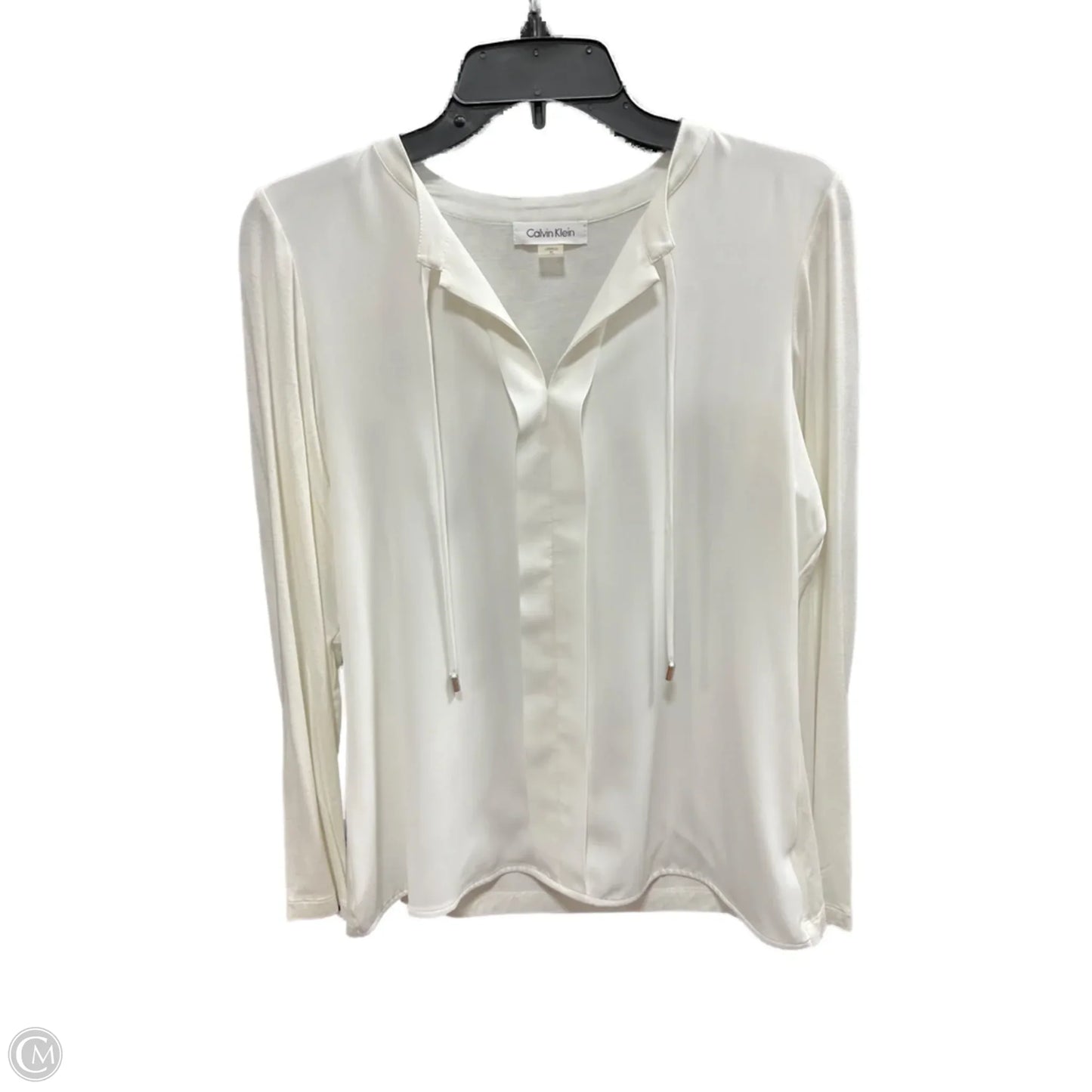 Top Long Sleeve By Calvin Klein In Cream, Size: L