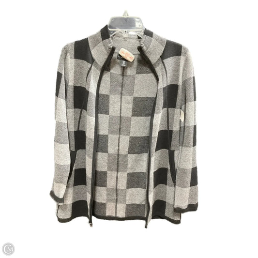 Sweater Cardigan By Adrienne Vittadini In Black & Grey, Size: S