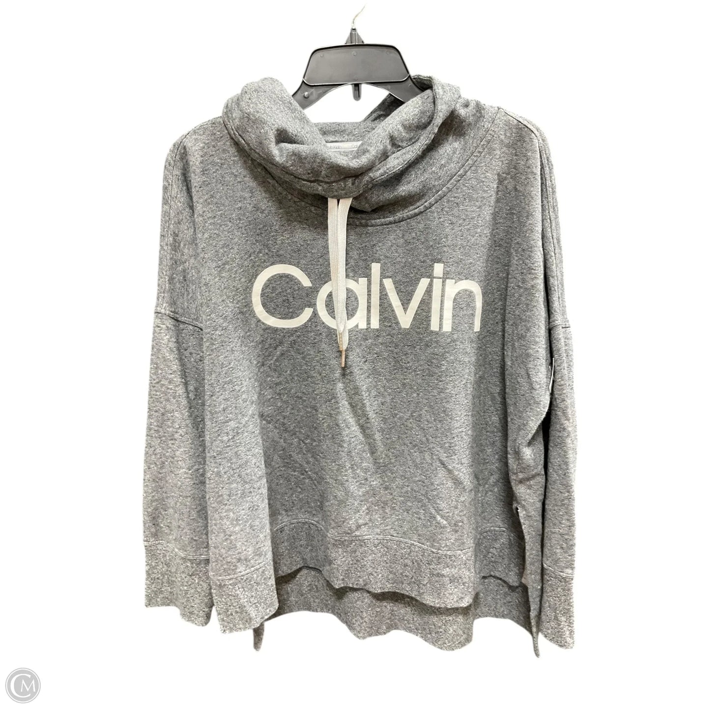 Athletic Sweatshirt Collar By Calvin Klein In Grey, Size: L