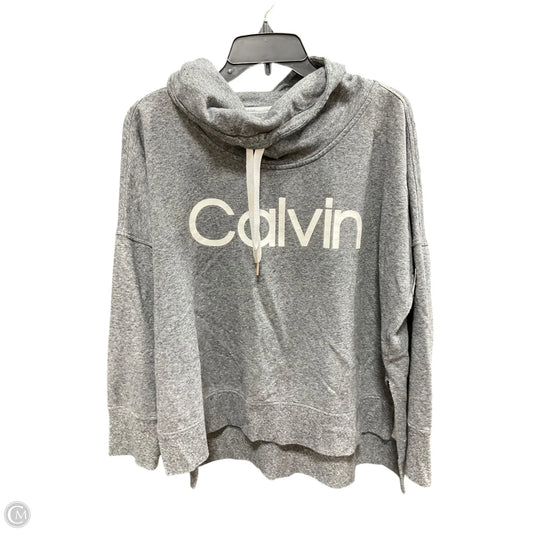 Athletic Sweatshirt Collar By Calvin Klein In Grey, Size: L