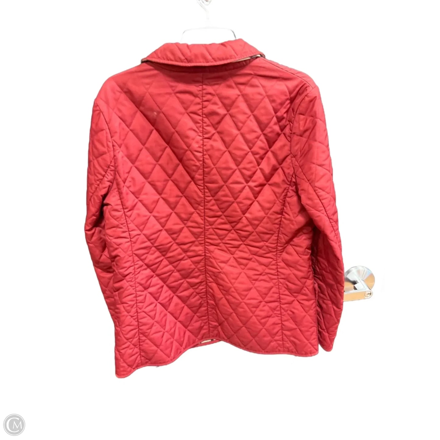 Coat Luxury Designer By Burberry In Red, Size: M