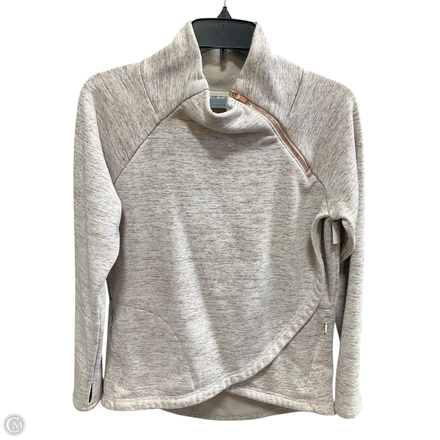 Athletic Top Long Sleeve Collar By Athleta In Beige, Size: S