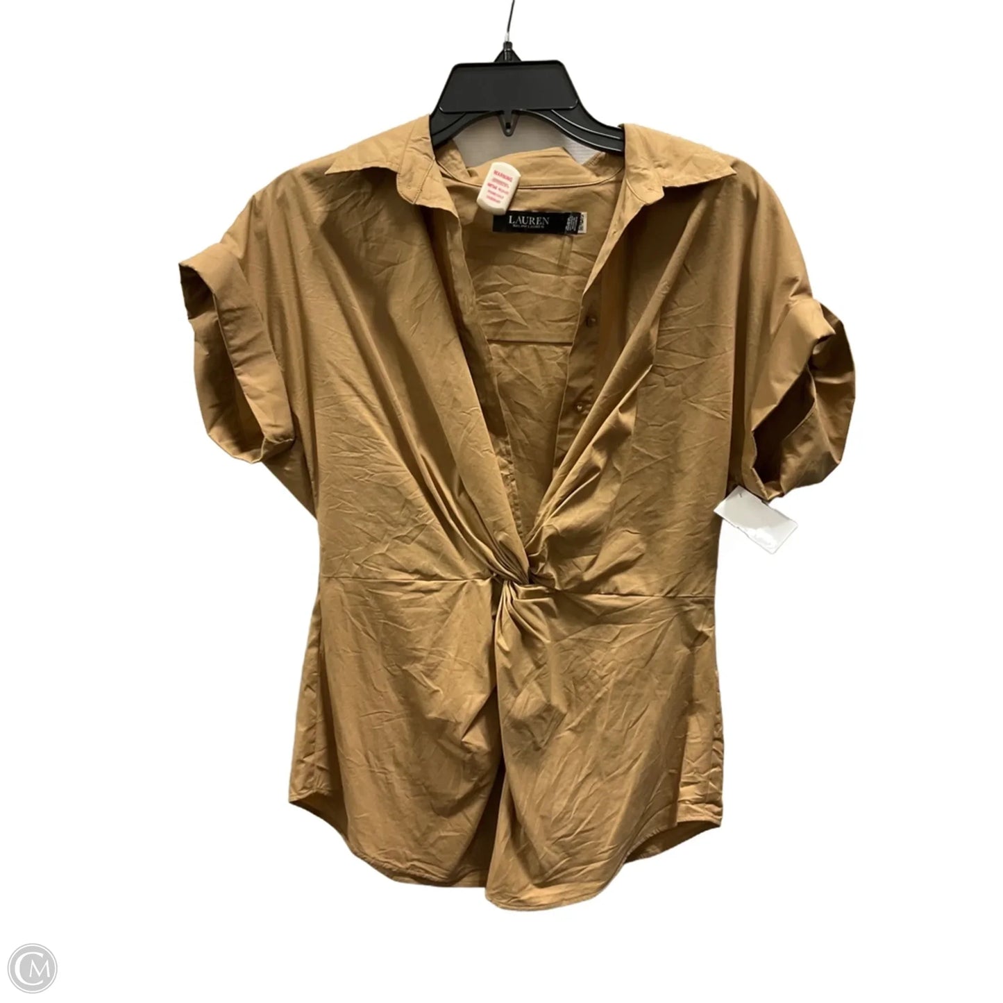 Top Short Sleeve By Lauren By Ralph Lauren In Tan, Size: S