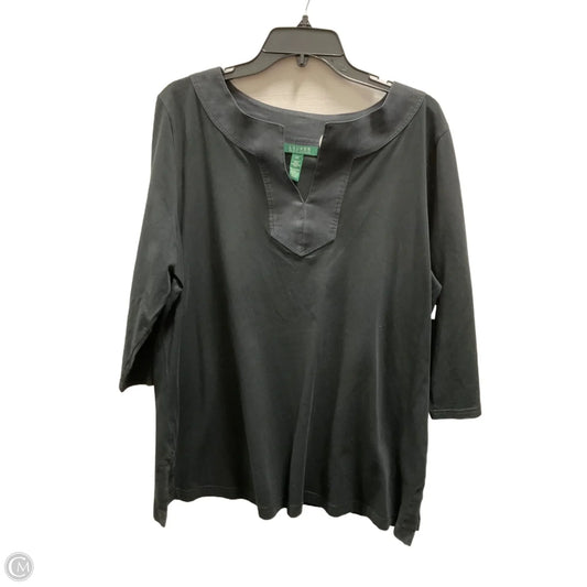 Top 3/4 Sleeve By Ralph Lauren In Black, Size: 2x