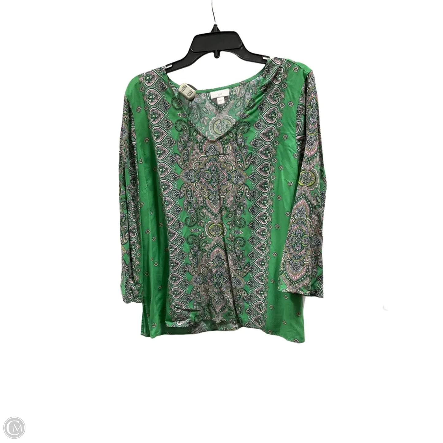 Top 3/4 Sleeve By J. Jill In Green & Pink, Size: L