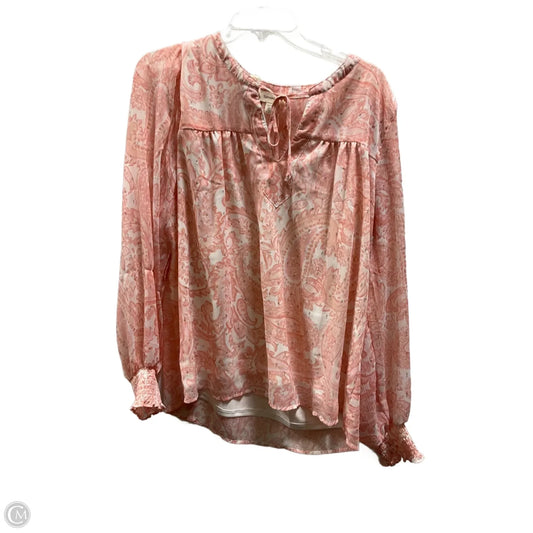 Top Long Sleeve By Tamara H In Peach, Size: Xl