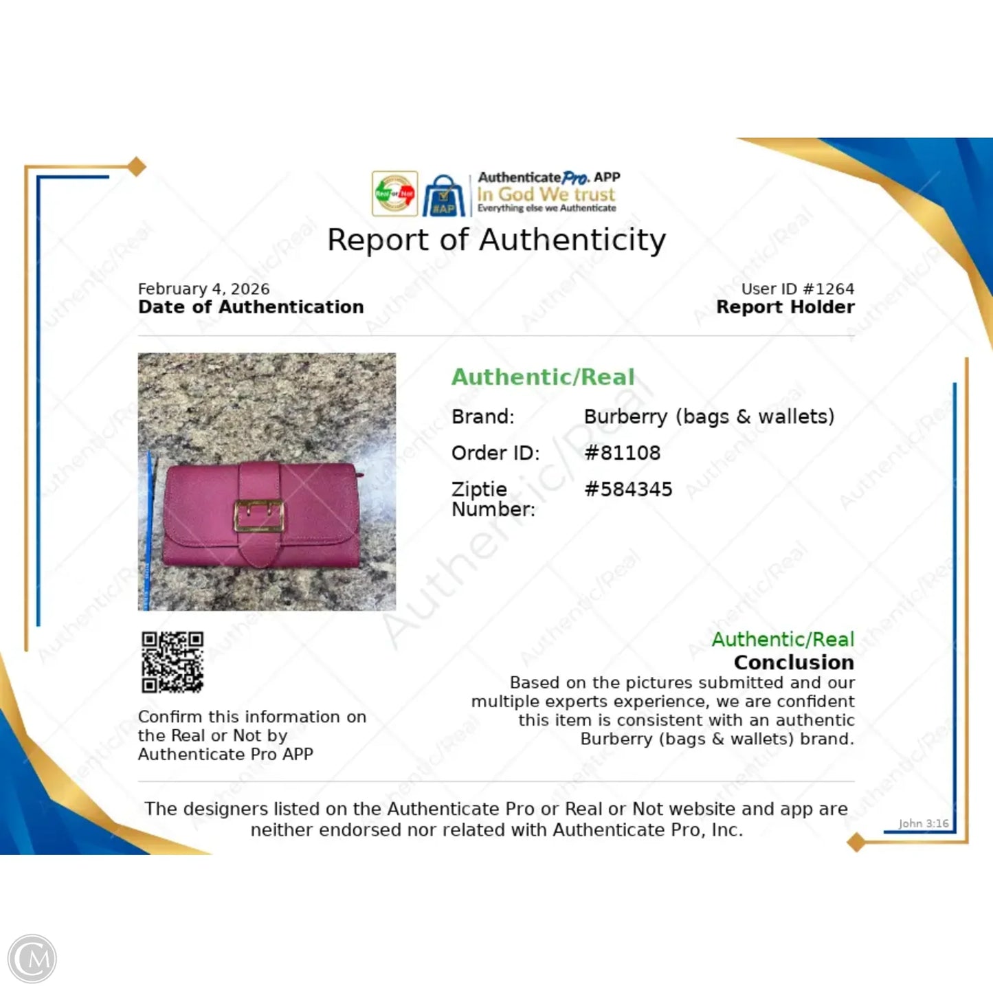 Wallet Luxury Designer By Burberry, Size: Large