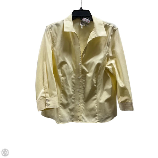 Blouse Long Sleeve By Anne Klein In Yellow, Size: L
