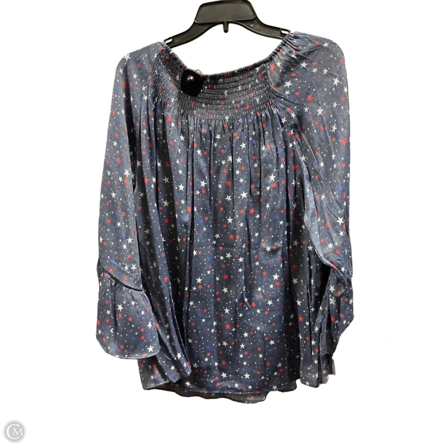 Top 3/4 Sleeve By Zac And Rachel In Blue & Red, Size: 2x