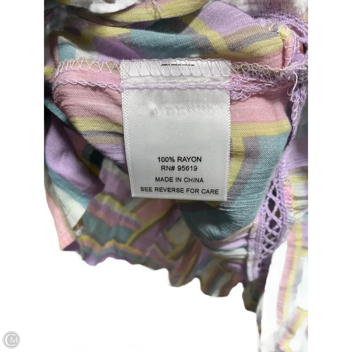 Top 3/4 Sleeve By Fever In Purple & Yellow, Size: Xl