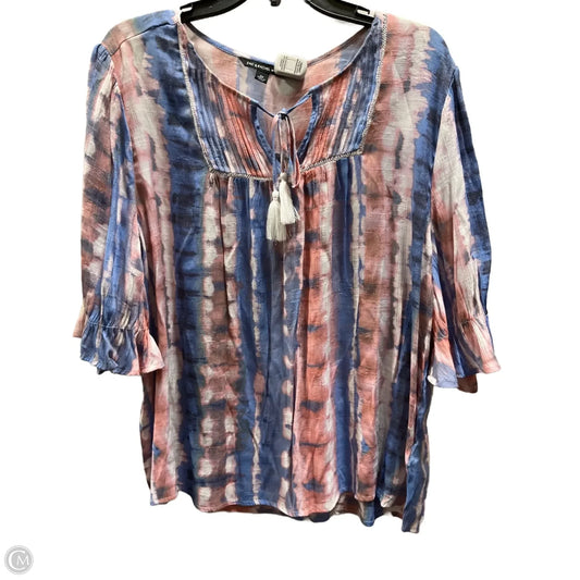 Top Short Sleeve By Zac And Rachel In Blue & Pink, Size: 2x